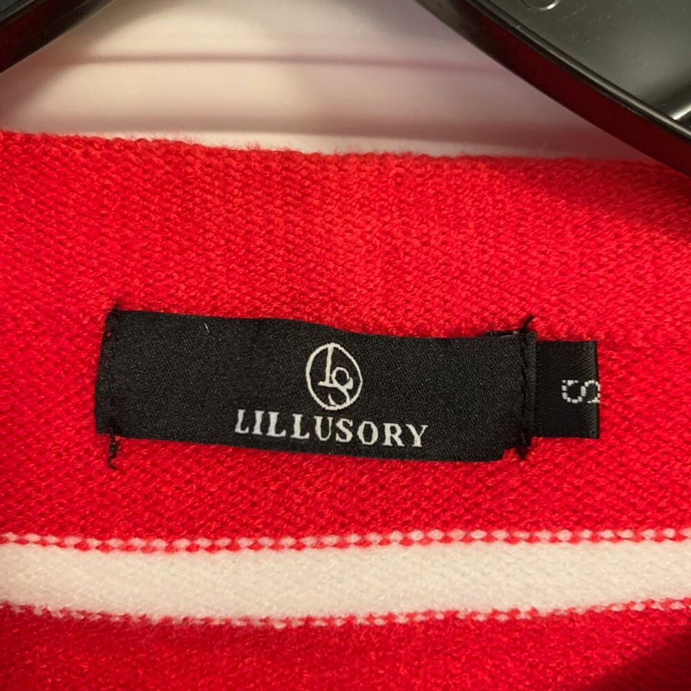 NWT LILLUSORY RED & WHITE STRIPE CARDIGAN SM - Picture 8 of 9